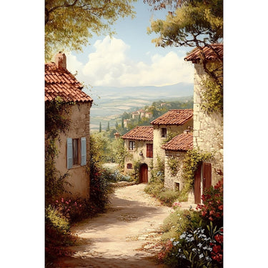 Oil Canvas Village Scenery